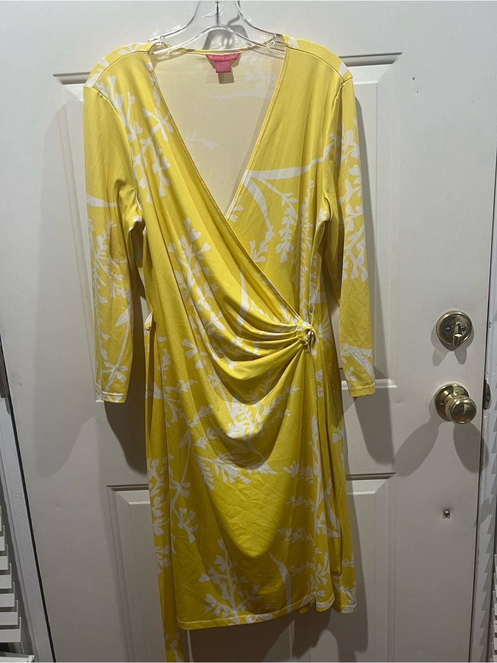 Sunny Leigh Yellow and White Floral Wrap Dress